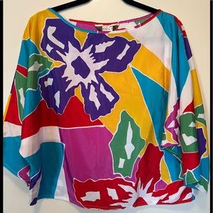 Vtg Oscar de la Renta for Swirl polyester floral top